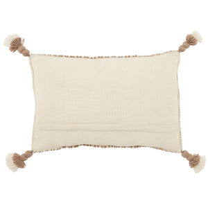 Jaipur Living Jaipur Living Calvert Tasseled Woven Lumbar Pillow Cover Bohemian Tribal Outdoor Accent Light Taupe 13"X21" Lumbar PLC102418