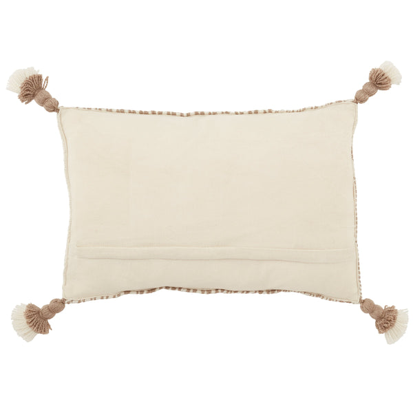 Jaipur Living Jaipur Living Calvert Tasseled Woven Lumbar Pillow Cover Bohemian Tribal Outdoor Accent Light Taupe 13"X21" Lumbar PLC102418