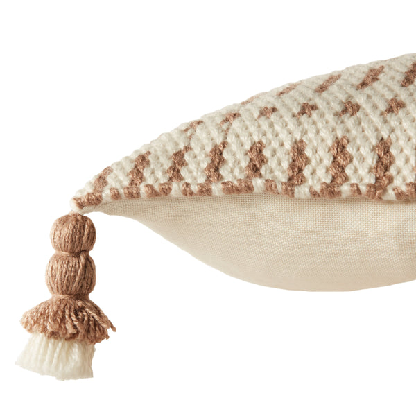 Jaipur Living Jaipur Living Calvert Tasseled Woven Lumbar Pillow Bohemian Tribal Outdoor Accent Tan 13"X21" Lumbar PLW103697