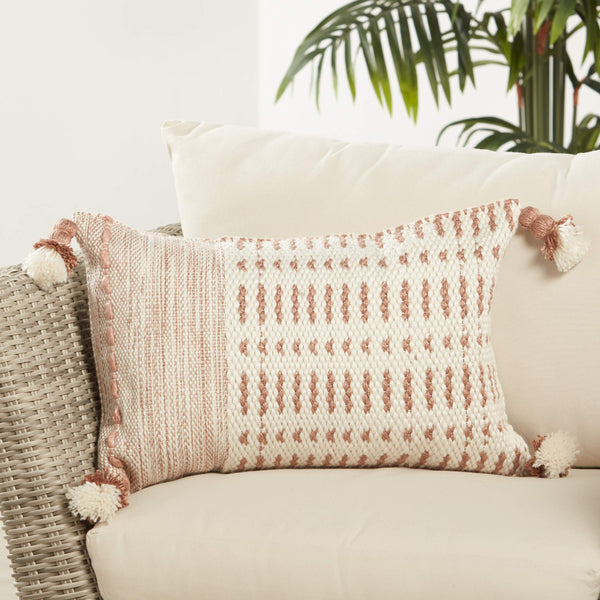 Jaipur Living Jaipur Living Calvert Tasseled Woven Lumbar Pillow Bohemian Tribal Outdoor Accent Tan 13"X21" Lumbar PLW103697