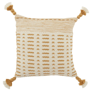 Jaipur Living Jaipur Living Calvert Tasseled Woven Lumbar Pillow Bohemian Tribal Outdoor Accent Gold 18" Square PLW103698