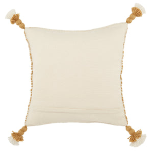 Jaipur Living Jaipur Living Calvert Tasseled Woven Lumbar Pillow Cover Bohemian Tribal Outdoor Accent Gold 18" Square PLC102420