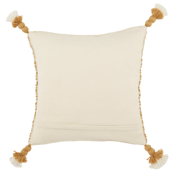 Jaipur Living Jaipur Living Calvert Tasseled Woven Lumbar Pillow Cover Bohemian Tribal Outdoor Accent Gold 18" Square PLC102420