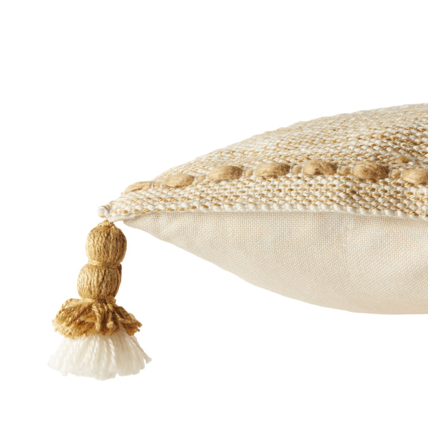 Jaipur Living Jaipur Living Calvert Tasseled Woven Lumbar Pillow Bohemian Tribal Outdoor Accent Gold 18" Square PLW103698