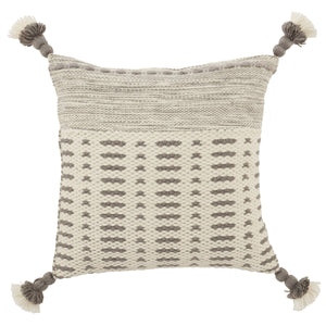 Jaipur Living Jaipur Living Calvert Tasseled Woven Lumbar Pillow Cover Bohemian Tribal Outdoor Accent Gray 18" Square PLC102421