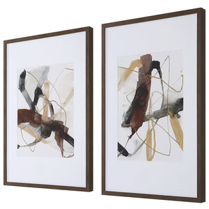 Uttermost Burgundy Interjection Abstract Prints, Set/2 41440 PLASTIC, GLASS, PAPER