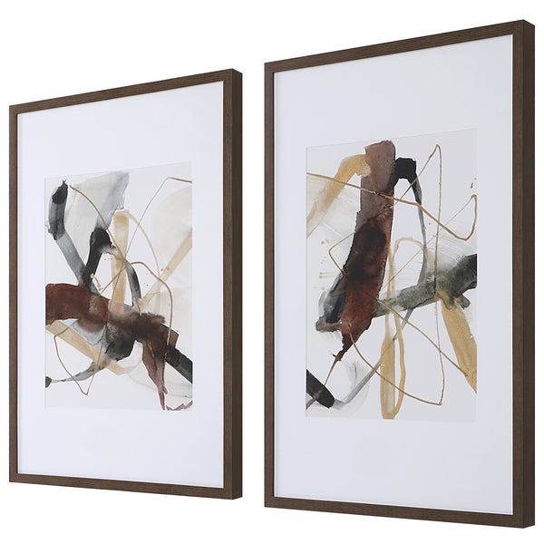 Uttermost Burgundy Interjection Abstract Prints, Set/2 41440 PLASTIC, GLASS, PAPER