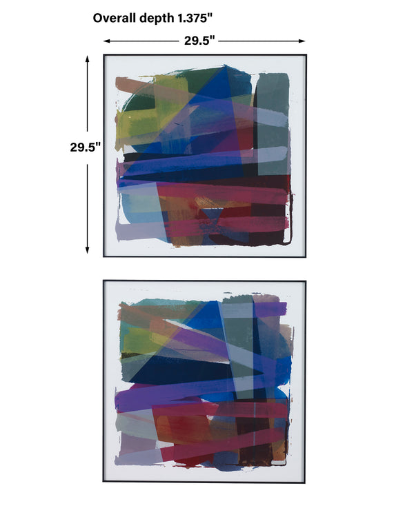 Uttermost Vivacious Abstract Framed Prints, Set/2 41449 ALUMINIUM, PINE, MDF, GLASS