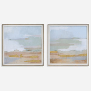 Uttermost Abstract Coastline Framed Prints, S/2 41468 PINE,GLASS,MDF,VENEER,LIN EN,PAPER