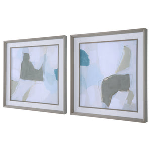 Uttermost Mist Shapes Framed Prints, Set/2 32268 PINE,GLASS,MDF,PAPER,LINEN,VENEER