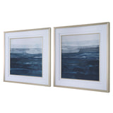 Uttermost Rising Blue Abstract Framed Prints, Set/2 32270 PLASTIC, GLASS, MDF, PAPER