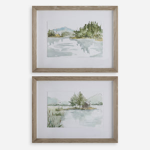 Uttermost Serene Lake Framed Prints, Set/2 32288 PINE, MDF, GLASS, PAPER, VENEER