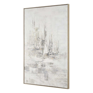 Uttermost Hours In Silence Abstract Art - Hand-painted Canvas With Gold Frame & Mood-enhancing Hues Black,Brown,Gray,White,Woodtone Canvas,Pine Wood,Ps,Mdf,Acrylic 32441