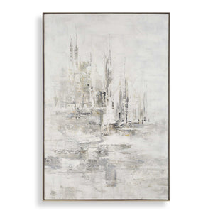 Uttermost Hours In Silence Abstract Art - Hand-painted Canvas With Gold Frame & Mood-enhancing Hues Black,Brown,Gray,White,Woodtone Canvas,Pine Wood,Ps,Mdf,Acrylic 32441
