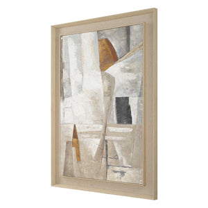 Uttermost Hide & Seek Abstract Art - Elegant Neutral Tones With Textured Linen Mat And Frame Black,Brown,Gray,Orange,White,Woodtone Canvas ,Pine Wood,Ps 32439