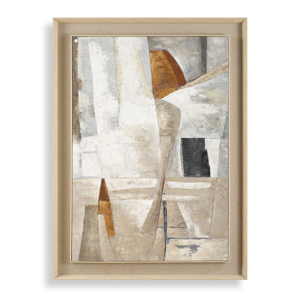 Uttermost Hide & Seek Abstract Art - Elegant Neutral Tones With Textured Linen Mat And Frame Black,Brown,Gray,Orange,White,Woodtone Canvas ,Pine Wood,Ps 32439