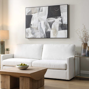 Uttermost Folding Time Framed Canvas Art - Abstract Geometric Design In Monochrome, Versatile Display Black,Brown,Gray,White Canvas ,Pine Wood,Ps 32440