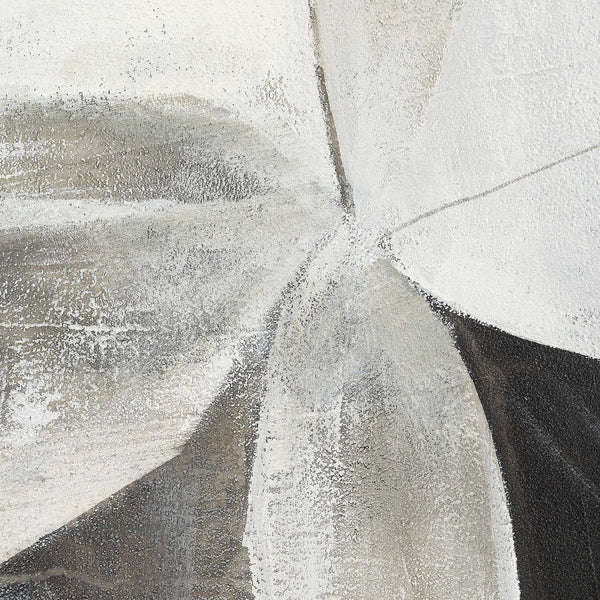 Uttermost Folding Time Framed Canvas Art - Abstract Geometric Design In Monochrome, Versatile Display Black,Brown,Gray,White Canvas ,Pine Wood,Ps 32440