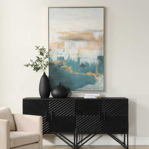 Uttermost Serene Abstract Coastal Landscape Art - Tranquil Hues In Framed Elegance For Your Home Black,Blue,Brown,Gray,Orange,Pink Canvas ,Pine Wood,Mdf,Acrylic 32442