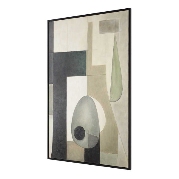 Uttermost Hand Painted Geometric Canvas Art In Earth Tones - Versatile Framed Decor For Any Space Black,Brown,Gray,Green Canvas ,Pine Wood,Mdf,Acrylic 32434