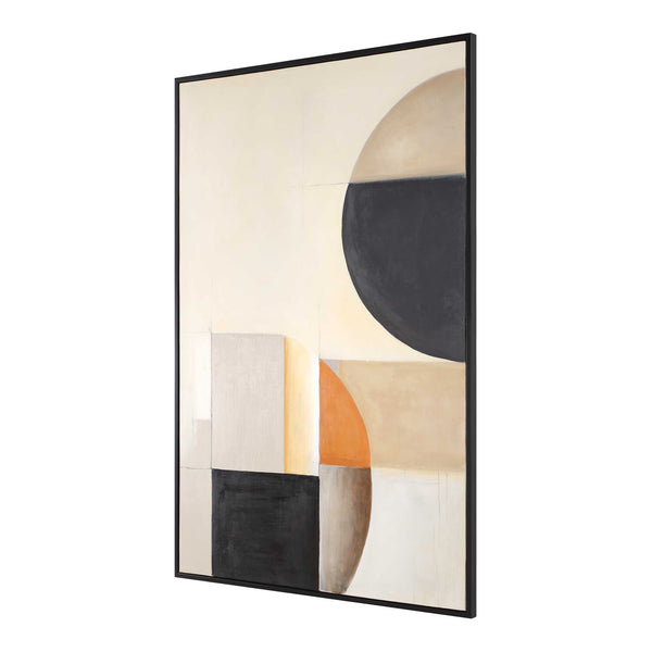 Uttermost Hand Painted Canvas Art With Geometric Shapes In Gray And Sienna - Versatile Framed Decor Black,Brown,Gray,Orange Canvas ,Pine Wood,Mdf,Acrylic 32436