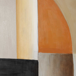 Uttermost Hand Painted Canvas Art With Geometric Shapes In Gray And Sienna - Versatile Framed Decor Black,Brown,Gray,Orange Canvas ,Pine Wood,Mdf,Acrylic 32436