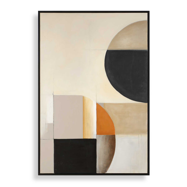 Uttermost Hand Painted Canvas Art With Geometric Shapes In Gray And Sienna - Versatile Framed Decor Black,Brown,Gray,Orange Canvas ,Pine Wood,Mdf,Acrylic 32436