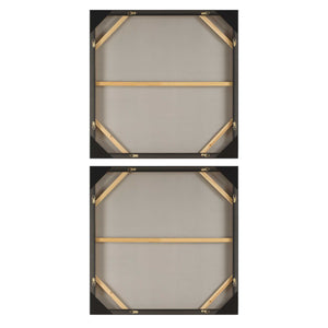 Uttermost Hand-painted Abstract Art Set Of 2 - Monochromatic Canvases In Elegant Black Frame Black,Brown,White Canvas ,Pine Wood,Mdf,Acrylic 32437