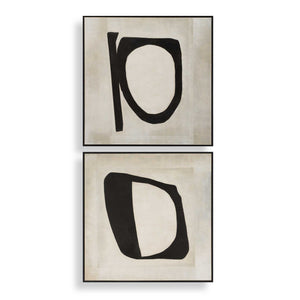 Uttermost Hand-painted Abstract Art Set Of 2 - Monochromatic Canvases In Elegant Black Frame Black,Brown,White Canvas ,Pine Wood,Mdf,Acrylic 32437
