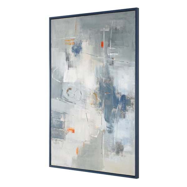 Uttermost Blueprint Hand Painted Canvas Art - Cool Tones, Unique Textures, Versatile Framing Options Black,Blue,Gold,Gray,Orange,White Canvas ,Pine Wood,Mdf,Acrylic 32438
