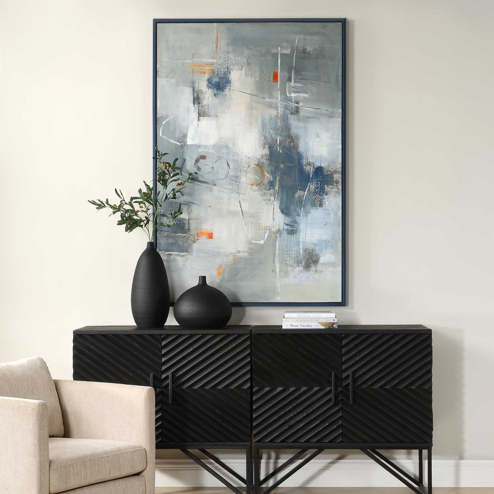 Uttermost Blueprint Hand Painted Canvas Art - Cool Tones, Unique Textures, Versatile Framing Options Black,Blue,Gold,Gray,Orange,White Canvas ,Pine Wood,Mdf,Acrylic 32438