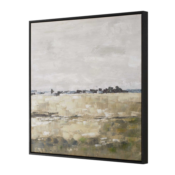 Uttermost Fragment Hand Painted Canvas Landscape Art - Expressive Brushwork In Muted Tones Black,Brown,Gray,Green,White Pinewood,Canvas,Black Oak Veneer 32453