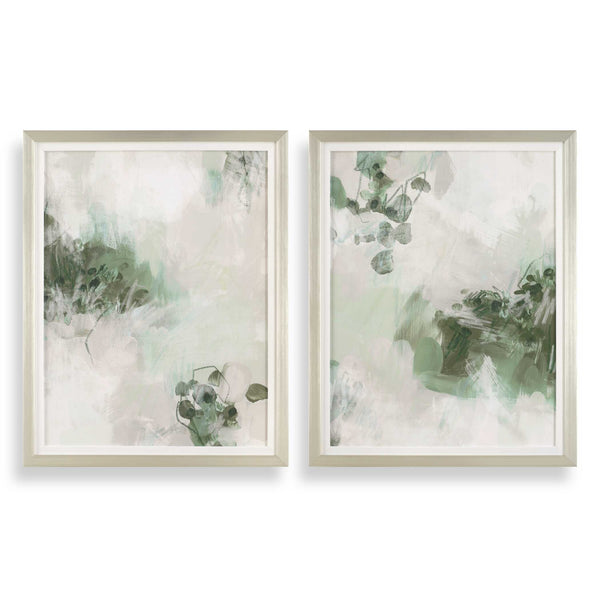 Uttermost Uttermost Hand-Painted Canvas Art With Champagne Silver Frame — Tranquil Greens, Textured Impressionism 32455