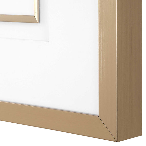 Uttermost Fiddle Leaf Botanical Prints Set Of 4 - Elegant Framed Art With Golden Accents & Glass Gold,Green,White Plastic,Mdf,Glass,Paper 32454