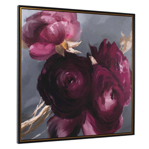 Uttermost Stunning Plum Ranunculus Floral Canvas Art In Elegant Frame – Handcrafted Home Decor Piece Black,Gold,Gray,Green,Pink,Purple,Red,White,Yellow Solid Wood,Canvas,Hot Stamp Foil 32481