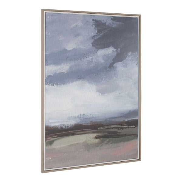 Uttermost Bracing Landscape Art - Handcrafted Turbulent Sky Canvas In Elegant Double Frame Design Brown,Gray,Green,Orange,Pink,White Solid Wood,Canvas,Hot Stamp Foil 32484