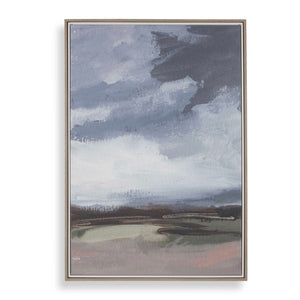Uttermost Bracing Landscape Art - Handcrafted Turbulent Sky Canvas In Elegant Double Frame Design Brown,Gray,Green,Orange,Pink,White Solid Wood,Canvas,Hot Stamp Foil 32484
