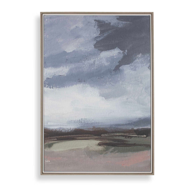 Uttermost Bracing Landscape Art - Handcrafted Turbulent Sky Canvas In Elegant Double Frame Design Brown,Gray,Green,Orange,Pink,White Solid Wood,Canvas,Hot Stamp Foil 32484