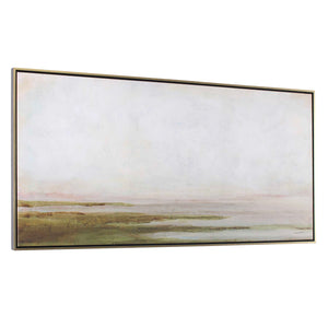 Uttermost Hazy Lake Framed Landscape Art - Handcrafted Elegance With Creamy Sky And Earthy Tones Gold,Gray,Green,Pink,White Solid Wood,Canvas,Hot Stamp Foil 32485