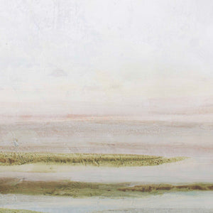 Uttermost Hazy Lake Framed Landscape Art - Handcrafted Elegance With Creamy Sky And Earthy Tones Gold,Gray,Green,Pink,White Solid Wood,Canvas,Hot Stamp Foil 32485