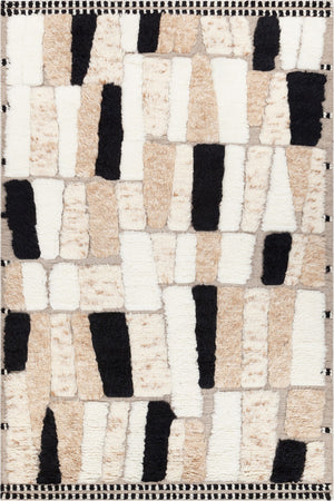 Chandra Rugs Hand Knotted Contemporary Rug - Luxurious Wool Masterpiece For Timeless Elegance In Home Decor Black,Tan,White Wool Ary57900-79106