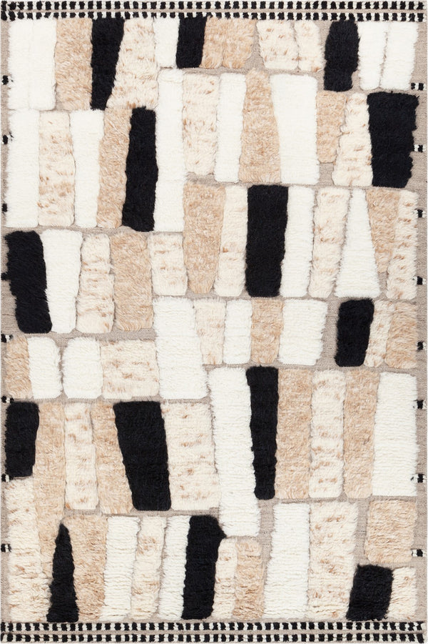 Chandra Rugs Hand Knotted Contemporary Rug - Luxurious Wool Masterpiece For Timeless Elegance In Home Decor Black,Tan,White Wool Ary57900-79106