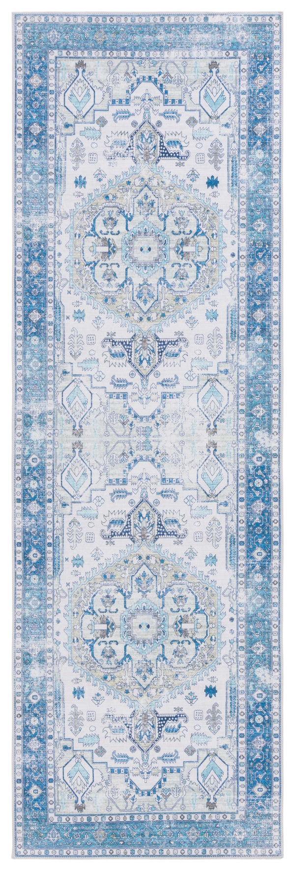 Safavieh Arizona 5' X 8' Oval Area Rug - Elegant Beige & Blue Traditional Design, Soft, Washable & Durable Beige ,Blue Polyester Pile Arz105b-5ov