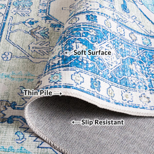 Safavieh Arizona 5' X 8' Oval Area Rug - Elegant Beige & Blue Traditional Design, Soft, Washable & Durable Beige ,Blue Polyester Pile Arz105b-5ov