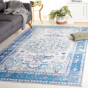 Safavieh Arizona 5' X 8' Oval Area Rug - Elegant Beige & Blue Traditional Design, Soft, Washable & Durable Beige ,Blue Polyester Pile Arz105b-5ov