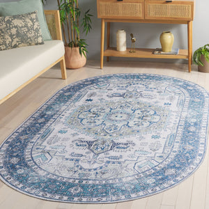 Safavieh Arizona 5' X 8' Oval Area Rug - Elegant Beige & Blue Traditional Design, Soft, Washable & Durable Beige ,Blue Polyester Pile Arz105b-5ov