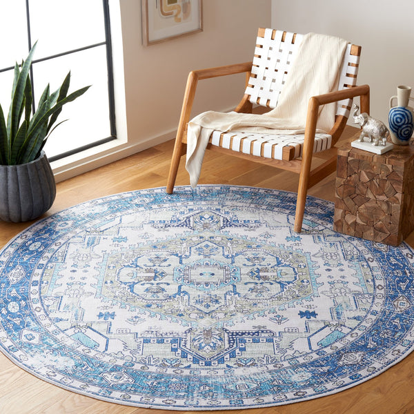 Safavieh Arizona 5' X 8' Oval Area Rug - Elegant Beige & Blue Traditional Design, Soft, Washable & Durable Beige ,Blue Polyester Pile Arz105b-5ov