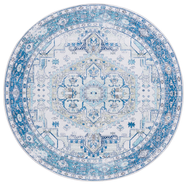 Safavieh Arizona 5' X 8' Oval Area Rug - Elegant Beige & Blue Traditional Design, Soft, Washable & Durable Beige ,Blue Polyester Pile Arz105b-5ov