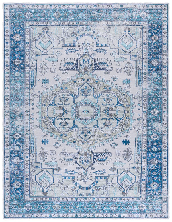 Safavieh Arizona 5' X 8' Oval Area Rug - Elegant Beige & Blue Traditional Design, Soft, Washable & Durable Beige ,Blue Polyester Pile Arz105b-5ov