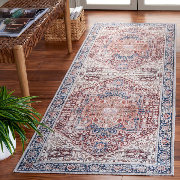Safavieh Arizona Traditional Oval Area Rug - Timeless Elegance With Floral Patterns For Sophisticated Spaces Red ,Navy Polyester Pile Arz109q-5ov